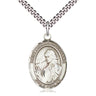 Sterling Silver St. Finnian of Clonard Patron Saint Medal Necklace 1 inch by 3/4 inch with 24 inch chain by Bliss