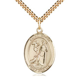 14kt gold filled St. Roch patron saint medal necklace, medium 1x3/4, 24 inch curb chain, Bliss