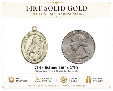 14kt Solid Gold Medium St. Malachy O'More Medal Pendant | 1" x 3/4" | Handcrafted in USA by Bliss