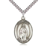 Sterling Silver St. Odilia Patron Saint Medal Necklace 1 inch by 3/4 inch with 24 inch chain by Bliss