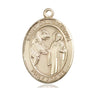 14kt Solid Gold St. Columbanus Catholic Medal Pendant 1x3/4 inches Bliss Manufacturing USA