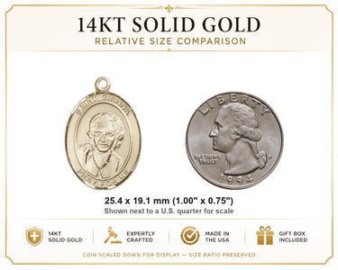 14kt Solid Gold Medium St. Gianna Medal Pendant | 1" x 3/4" | Handcrafted in USA by Bliss