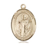 14kt Solid Gold St. Wolfgang medium patron saint medal pendant 1 x 3/4 inch handcrafted by Bliss