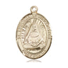 14kt Solid Gold St. Edburga of Winchester Patron Saint Medal Pendant 1 inch by 3/4 inch Handcrafted by Bliss