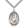 Sterling Silver St. Edburga of Winchester Patron Saint Medal Necklace 1 inch by 3/4 inch on 24 inch Chain by Bliss