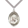Sterling silver St. Luigi Orione patron saint medal necklace with 24 inch chain by Bliss Manufacturing