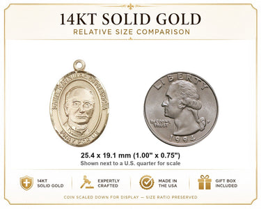 14kt Solid Gold Medium St. Hannibal Medal Pendant | 1 x 3/4 | USA Made by Bliss