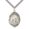 Sterling Silver St. Louis Marie de Montfort Patron Saint Medal Necklace 1x3/4 inch on 24 inch Chain by Bliss