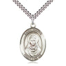 Sterling silver St. Rafqa patron saint medal necklace with 1 inch pendant and 24 inch chain by Bliss Manufacturing USA