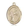 14kt Solid Gold St. Nimatullah patron saint medal pendant, 1 inch by 3/4 inch, handcrafted by Bliss Manufacturing USA