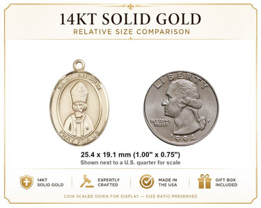 14kt Solid Gold Medium St. Anselm of Canterbury Medal Pendant | 1" x 3/4" | Handcrafted in USA by Bliss