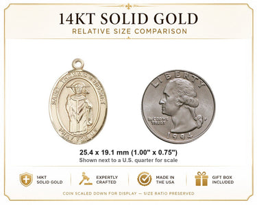14kt Solid Gold Medium St. Thomas A Becket Medal Pendant | 1"x3/4" | Handcrafted in USA by Bliss