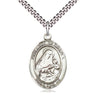 Sterling Silver Our Lady of Grapes Catholic Medal Necklace 1 x 3/4 inch with 24 inch Chain by Bliss