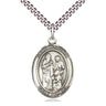 Sterling silver St. Joachim patron saint medal necklace with 24 inch curb chain, handcrafted by Bliss Manufacturing