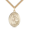 14kt Gold Filled St. Giles Patron Saint Medal Necklace 1x3/4 inch pendant on 24 inch chain by Bliss