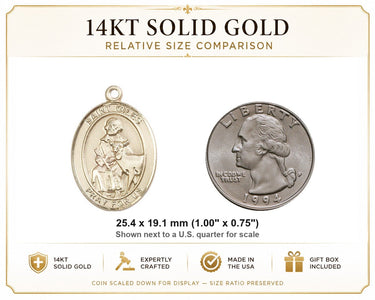 14kt Solid Gold Medium St. Giles Medal Pendant | 1 x 3/4 | USA Made by Bliss