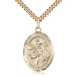 14kt gold filled St. Januarius patron saint medal necklace with 24 inch curb chain by Bliss Manufacturing