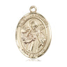 14kt solid gold St. Januarius patron saint medal pendant, 1 inch by three-quarter inch, handcrafted in USA by Bliss Manufacturing