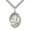 Sterling silver St. Catherine of Bologna patron saint medal necklace, 1x3/4 inch with 24 inch chain, handcrafted by Bliss Manufacturing USA