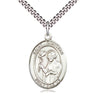 Sterling silver St. Dunstan patron saint medal necklace with 24 inch curb chain, handcrafted by Bliss