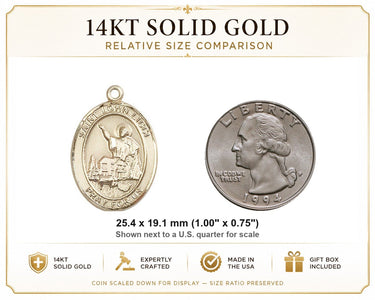 14kt Solid Gold Medium St. John Licci Medal Pendant | 1" x 3/4" | Handcrafted in USA by Bliss