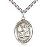 Sterling Silver St. John Licci Patron Saint Medal Necklace 1 inch by 3/4 inch with 24 inch Chain by Bliss