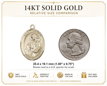 14kt Solid Gold Medium St. Paula Medal Pendant | 1 x 3/4" | Handcrafted in USA by Bliss