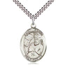 Sterling silver St. Edwin patron saint medal necklace with 24 inch chain by Bliss Manufacturing