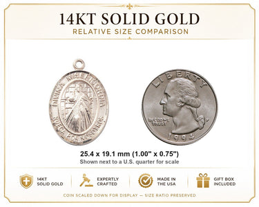 14kt Solid Gold Medium Divine Mercy Medal Pendant | 1 x 3/4 | Handcrafted in USA by Bliss