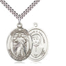 Sterling Silver Divine Mercy Medal Necklace 1 inch pendant on 24 inch chain handcrafted by Bliss Manufacturing USA