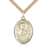 14kt gold filled St. Kieran patron saint medal necklace with 24 inch curb chain, handcrafted by Bliss