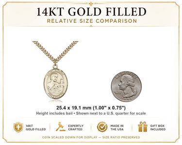 14kt Gold Filled Medium St. Kieran Medal Necklace | 1" x 3/4" | 24" Chain | USA Made by Bliss
