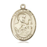 14kt solid gold St. Kieran patron saint medal pendant, 1 inch by 3/4 inch, handcrafted by Bliss Manufacturing