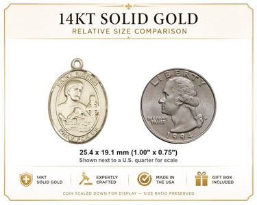 14kt Solid Gold Medium St. Kieran Medal Pendant | 1" x 3/4" | Handcrafted in USA by Bliss