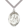 Sterling silver St. Kieran patron saint medal necklace, 1 inch pendant on 24 inch chain, handmade in USA by Bliss Manufacturing