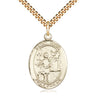 14kt Gold Filled St. Vitus patron saint medal necklace 1 x 3/4 inch pendant with 24 inch chain by Bliss