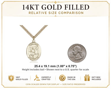 14kt Gold Filled Medium St. Vitus Patron Saint Medal Necklace | 1" x 3/4" Pendant | 24" Chain | USA Made by Bliss