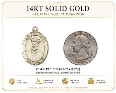 Colgante Medalla San Felipe Neri Mediana de Oro Macizo de 14kt | 1 x 3/4 | Bliss