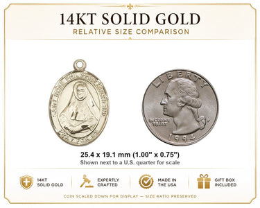 14kt Solid Gold Medium St. Rose Philippine Patron Saint Medal Pendant | 1" x 3/4" | Handcrafted in USA by Bliss