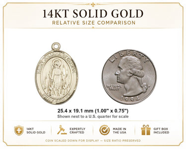 14kt Solid Gold Medium St. Juliana Medal Pendant | 1" x 3/4" | Handcrafted in USA by Bliss