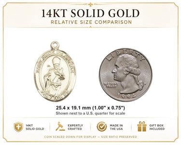 14kt Solid Gold Medium St. Simon Patron Saint Medal Pendant | 1" x 3/4" | Handcrafted in USA by Bliss