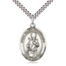 Sterling Silver St. Simon Patron Saint Medal Necklace 1 inch by 3/4 inch with 24 inch chain by Bliss