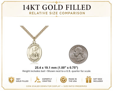 14kt Gold Filled Medium St. Honorius Patron Saint Medal Necklace | 1x3/4" | 24" Chain | USA Made by Bliss