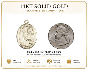 14kt Solid Gold Medium St. Regis Patron Saint Medal Pendant | 1 x 3/4" | Handcrafted in USA by Bliss