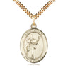 14kt Gold Filled St. Aidan Of Lindesfarne Patron Saint Medal Necklace 1x3/4 inch Medium 24 inch Chain Bliss USA