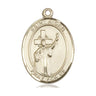14kt solid gold St. Aidan of Lindisfarne patron saint medal pendant, 1 x 3/4 inches, handcrafted by Bliss USA