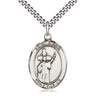 Sterling Silver St. Aidan Of Lindesfarne Patron Saint Medal Necklace 1x3/4 inch Medium 24 inch Chain Bliss USA