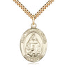 Gold Filled St. Theodore Guerin Patron Saint Medal Necklace 1x3/4 inch 24 inch Chain Bliss USA