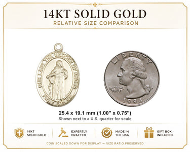 Medalla católica de oro macizo de 14 quilates de la Virgen Desatanudos | 1x3/4" | Hecho en EE. UU. por Bliss