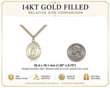 14kt Gold Filled Medium St. Ivo Patron Saint Medal Necklace | 1" x 3/4" | 24" Chain | USA Made by Bliss